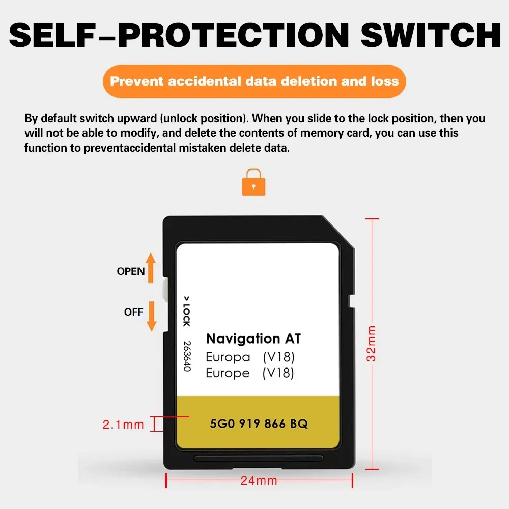 Discover Navi SD Card GPS Europa Sat Nav for VW Maps Navigation AT V18 MIB1 Card Free Shipping with Anti fog flim