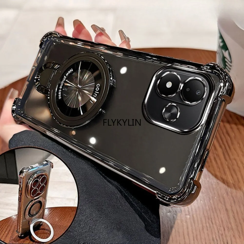 Für Redmi Note 17 Pro Hülle Stoßfeste Magnetische Halterung Galvanisierte Handyhülle Für Xiaomi Redmi Note 17 Pro Plus 17 4G 5G Weiche Hülle