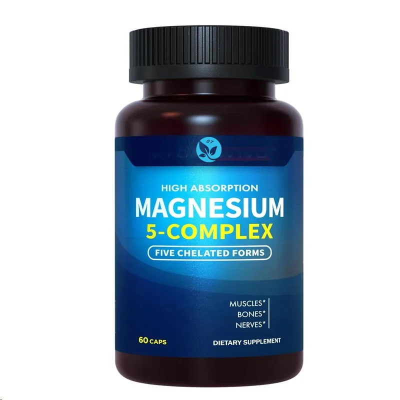 5-in-1 Magnesium Chelated Glycine Magnesium Malate Citrate Taurine And Aspartic Acid Nerve, Muscle, And Bone 60 Capsules