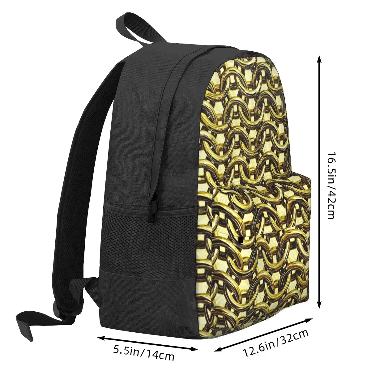 Gold Metal Chain Mail Metallic Medieval Armor Backpack Hot Sale Daypack Kids BookBag School Bag Shoulder Bags for Men Women