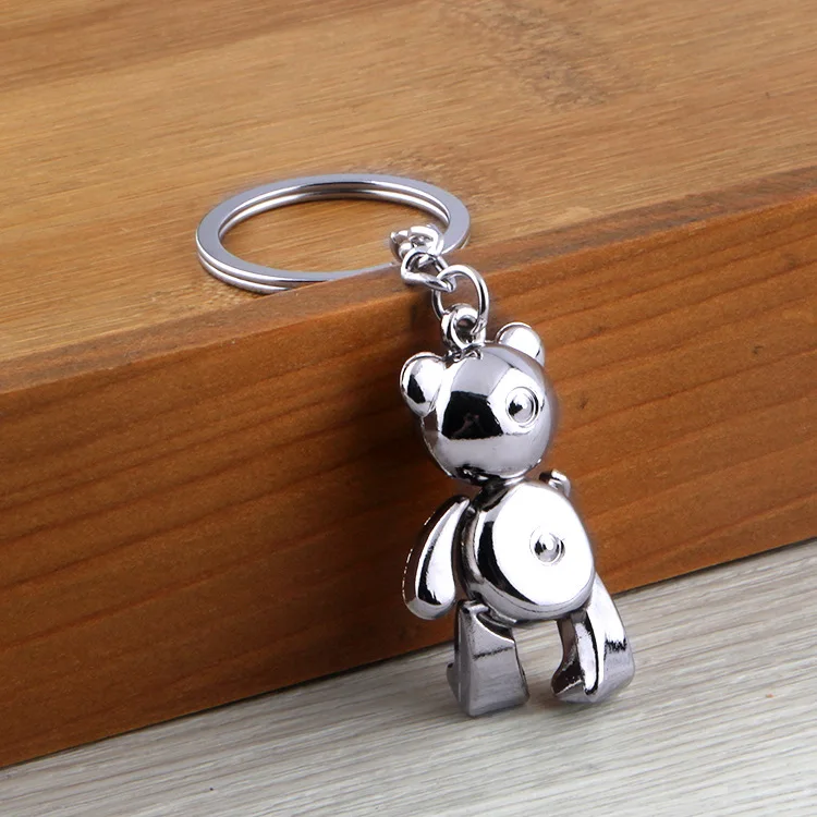 3D Animal Keyring Lucky Charm Movable Bear Keychain Hanging Pendant Car Key Ring Ornament Gift for Friend Unisex