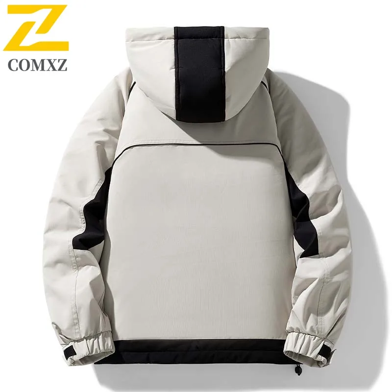 COMXZ Windproof Winter Jacket Color Blocking Cold Proof Ski Padded Jacket Streetwear Minimalist Quilted Jacket Men's Clothing