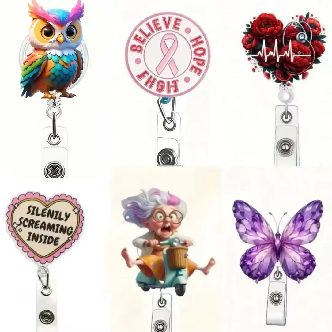 Carrete de insignia retráctil elegante con Clip de Metal, para enfermeras, trabajadores de oficina y estudiantes, elementos esenciales para la escuela y la Oficina, 1 ud.