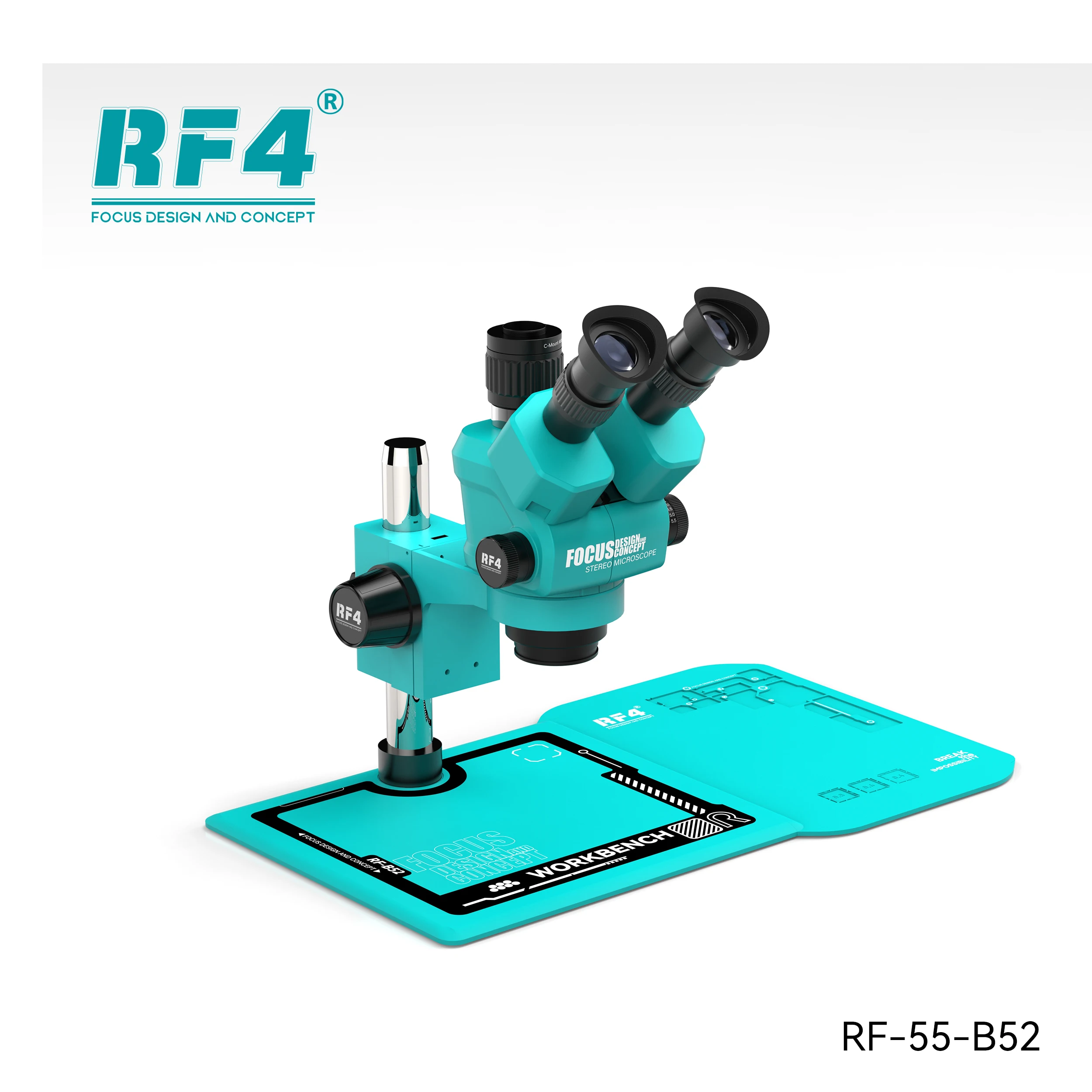 RF-55-B52 6.5-55X Triocular With Dust-proof Microscope, Effective Dust Isolation, 500*310mm Large Base, With Magnetic Card Slot