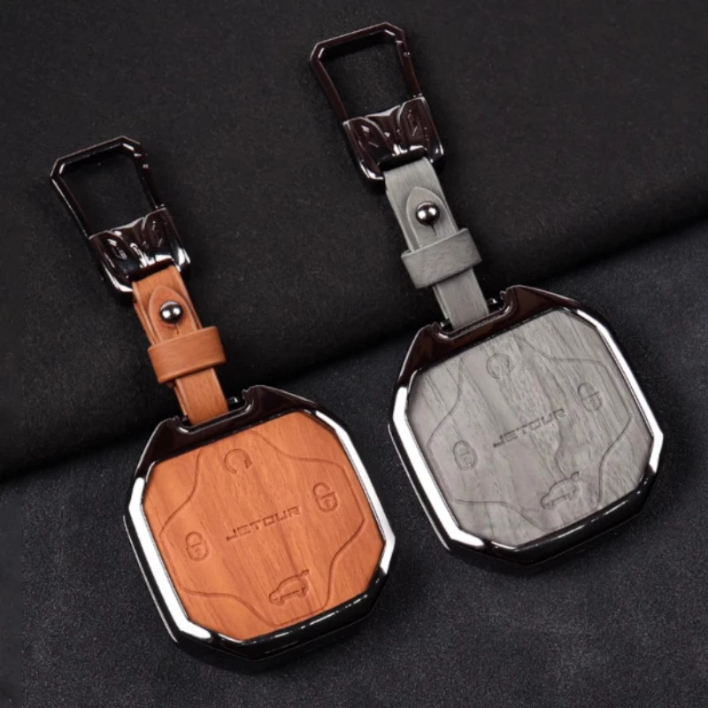 

Car Leather Key Protection Cover Fit for JETOUR Traveler T2 2023-2025 Modified Zinc Alloy Key Protection Shell Decorative Parts