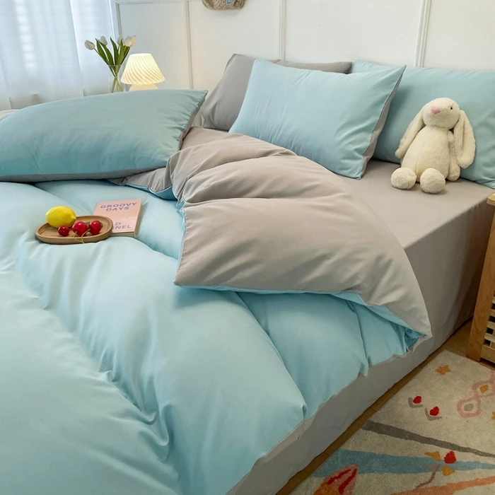 

2023 Fashion High Quality Skin Friendly Solid Color Home Textiles Bedding Duvet Cover Pillowcase