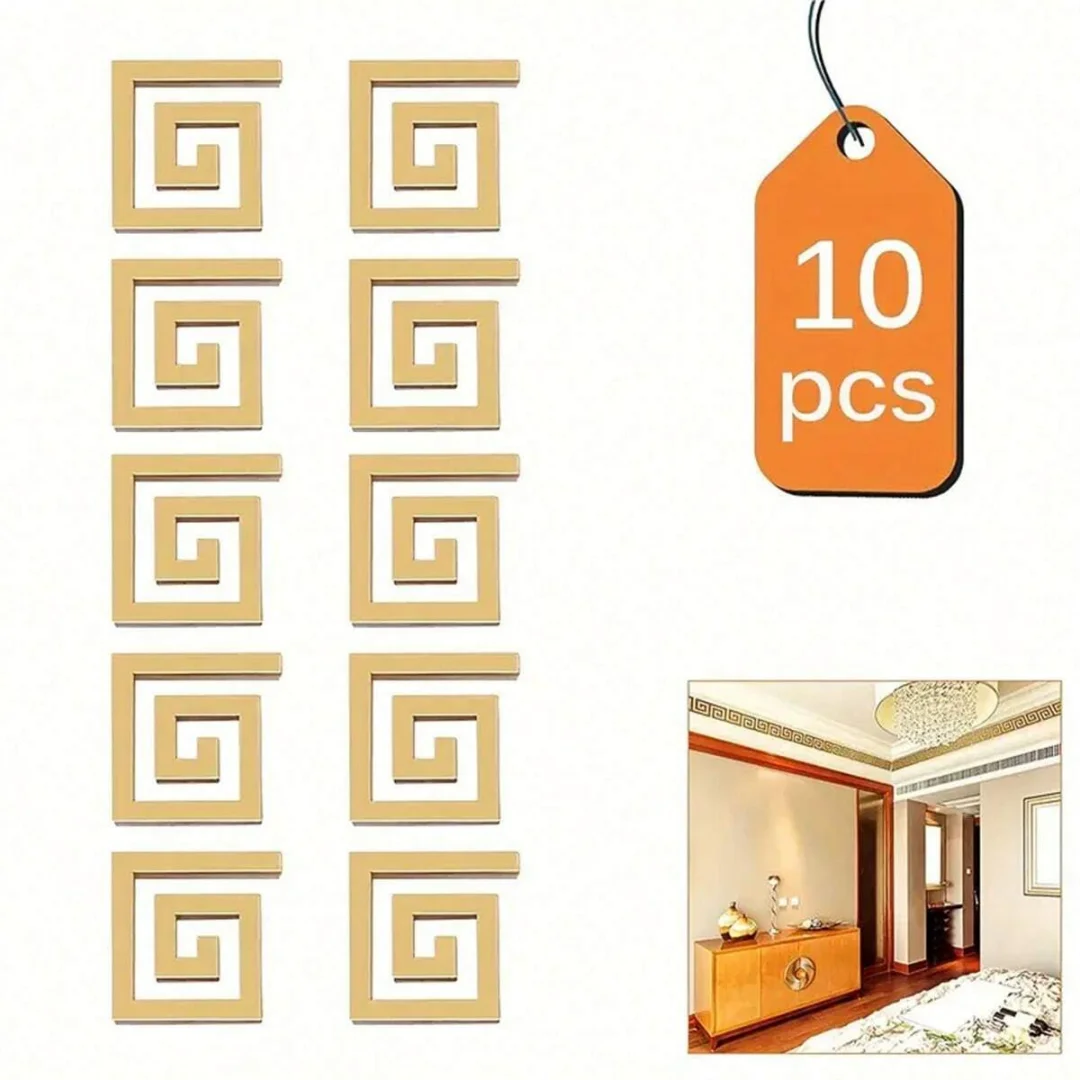 10pcs 10x10cm Set Of Self-Adhesive Mirror Stickers For Home Decor Perfect For Living Room, Bedroom, Cabinet Edges & Windows