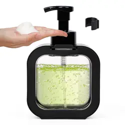 Foaming Hand Soap Dispenser Empty Refillable Large Square Plastic 17 oz Foam Bottle