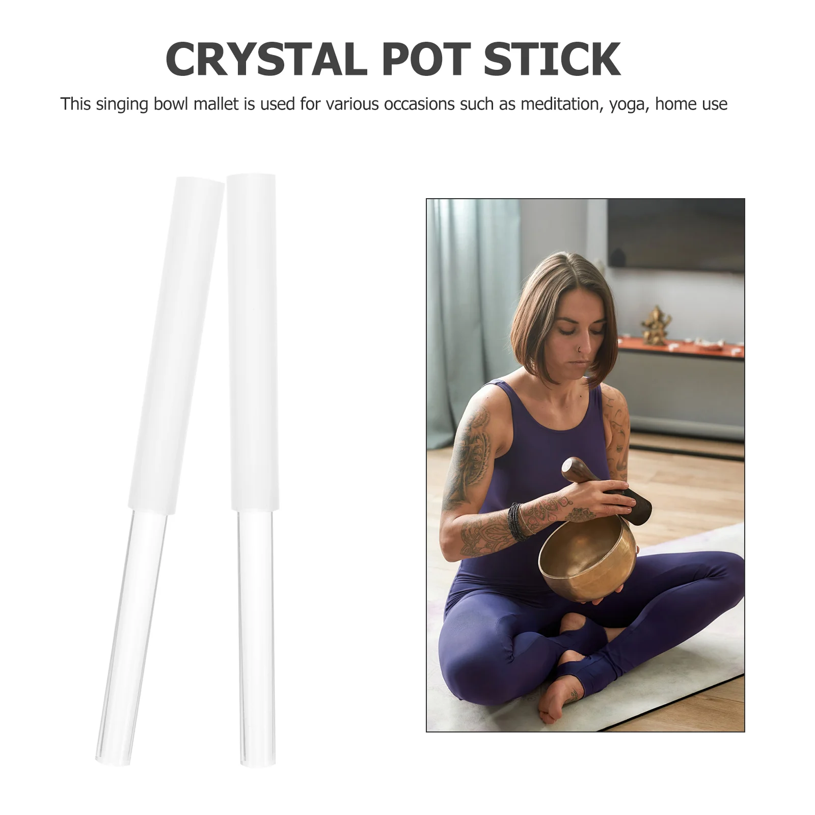 Singing Bowl Mallet for Meditation Crystal Rod Tapping Pyramid Harp Sound Therapy Healing Sticks White