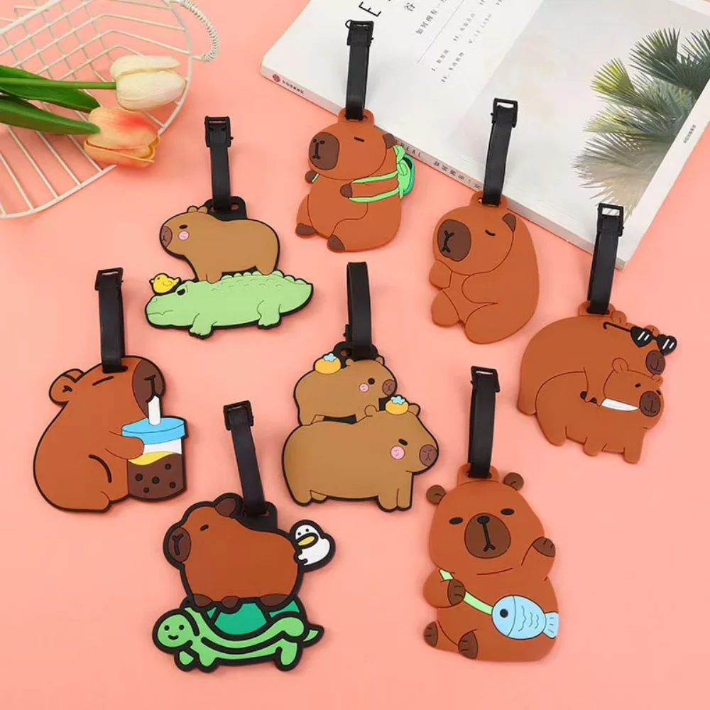 

Багажные бирки с капибарой, модные милые багажные этикетки для багажа, чемодан с защитой от потери адреса, держатель для этикеток с именем, дорожные аксессуары, подарки