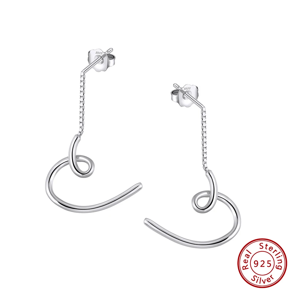 

KISS MANDY 925 Sterling Silver Box Chain Ear Buckles Tassel Drop Earrings Simple for Women Birthday Party Jewelry Gift APE148