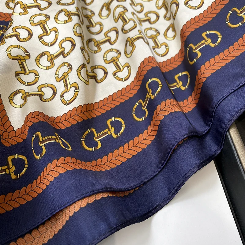 2024 New Silk Shawl Square Scarf for Women Neckerchief Female Headband Hair Wrap Print Ladies Foulard Fashion Hijab Bandana image 4