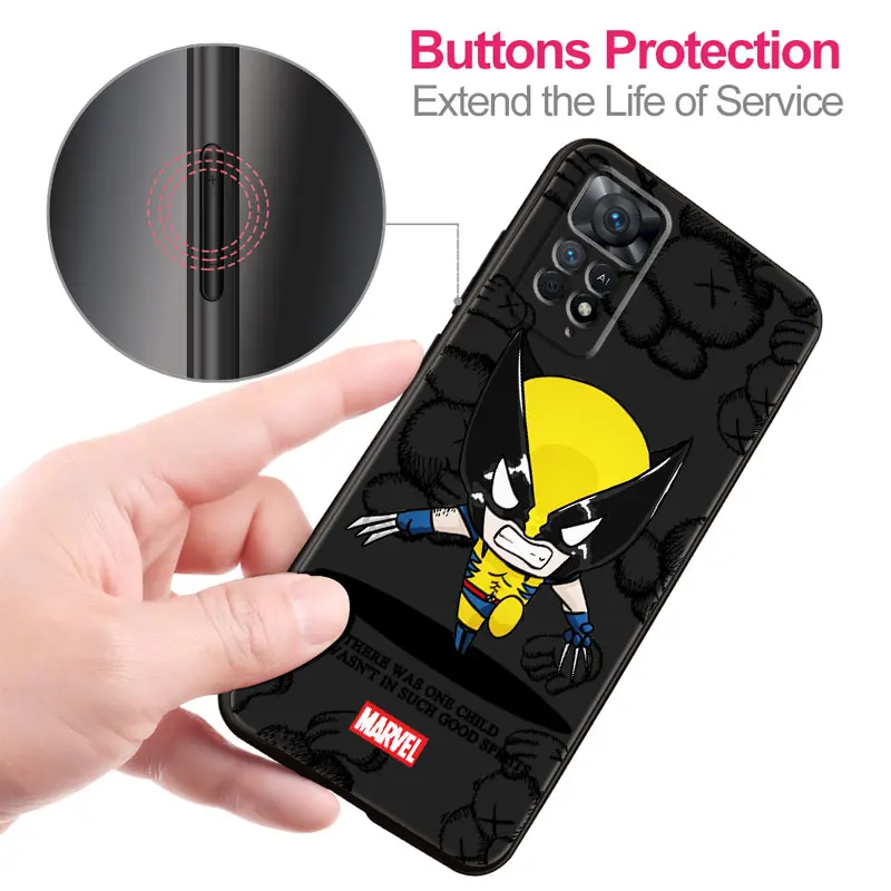 Bear Marvel Ironman Phone Case for  Xiaomi Redmi Note 13 12 Pro 9S 11S 9 11S 10S 11 Pro 10 Lite 8T 8 7 Note10 Bumper Black Bag image 4