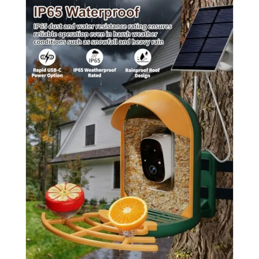 Smart Bird Feeder with Camera Solar Powered Wireless Birds 2K HD Camera with APP Control Night Vision Motion Detection Alerts I view 4