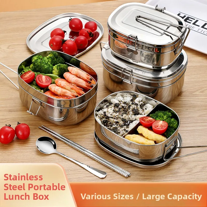 

Double Layer Stainless Steel Old Style Lunch Box Rectangular Steam Rice Box Work Lunch Box Student Lunch Box Insulated Lunch Box