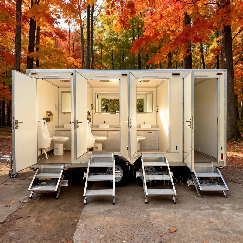 

Outdoor Use Vip Toilet Portable Mobile Shower with Bathroom Mobile Restroom Trailer with Sink Wheels