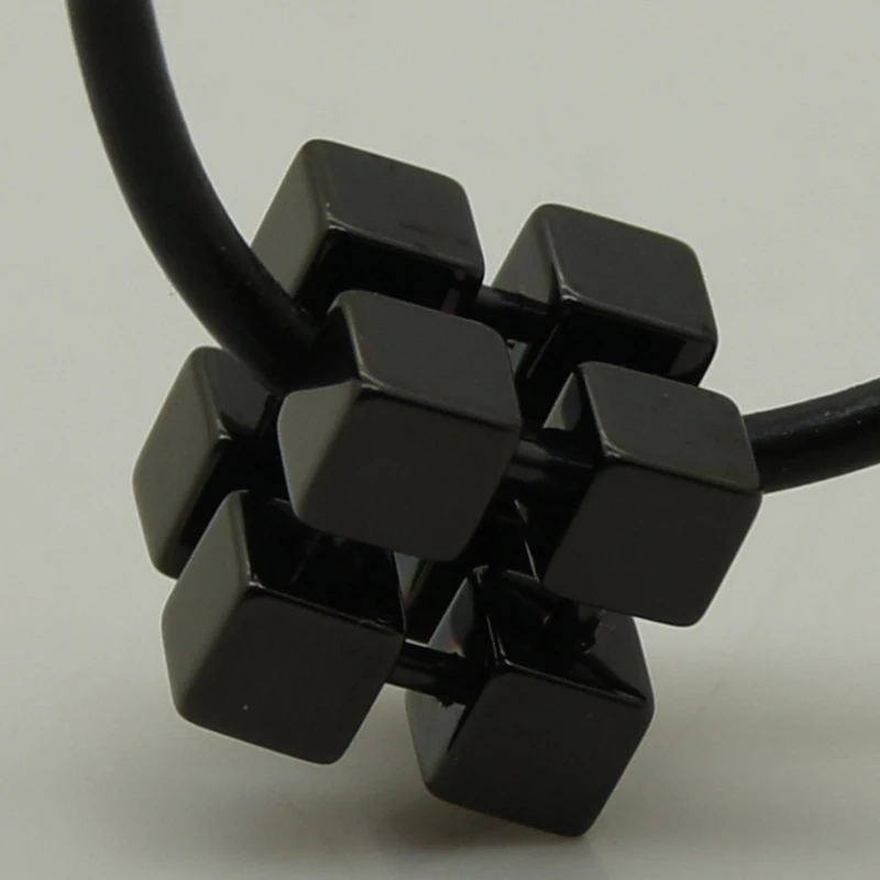 

black plating sporty magic geometrical cube hi-tech scratch proof tungsten pendant necklace