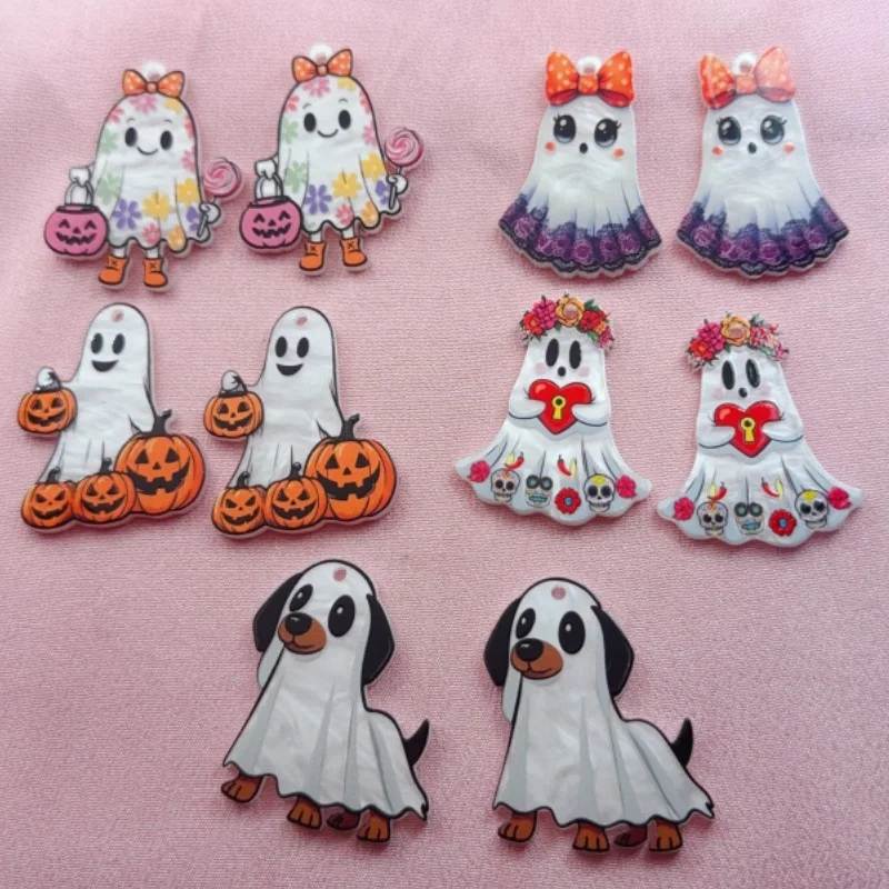 10pcs acrylic ghost pendant, DIY jewelry making earrings, necklaces, keychains, accessories