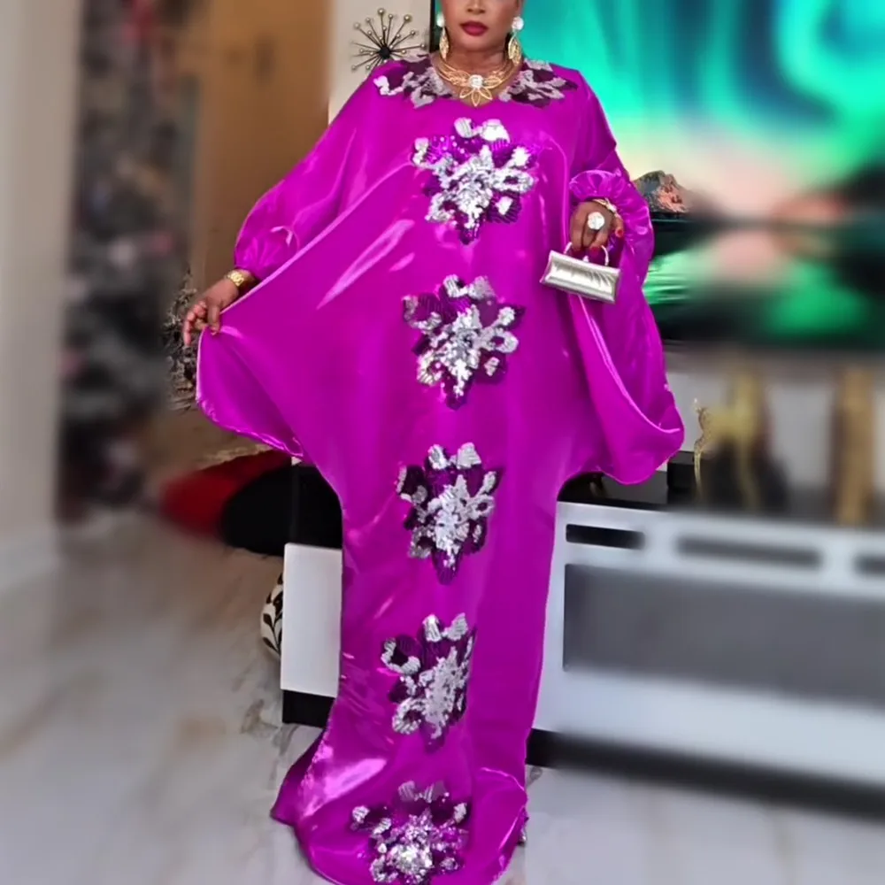 

African Dresses for Women Plus Size Africa Clothes Dashiki Ankara Sequin Boubou Robe Kaftan Gown Muslim Wedding Party Long Dress
