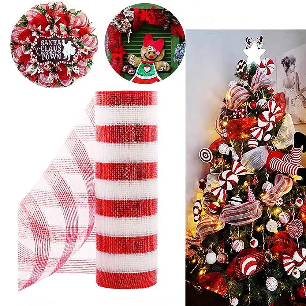 

Shiny Christmas Decoration Mesh Ribbon DIY Craft Colorful Christmas Flower Wreath Mesh 26cm Net Xmas Tree Ribbon