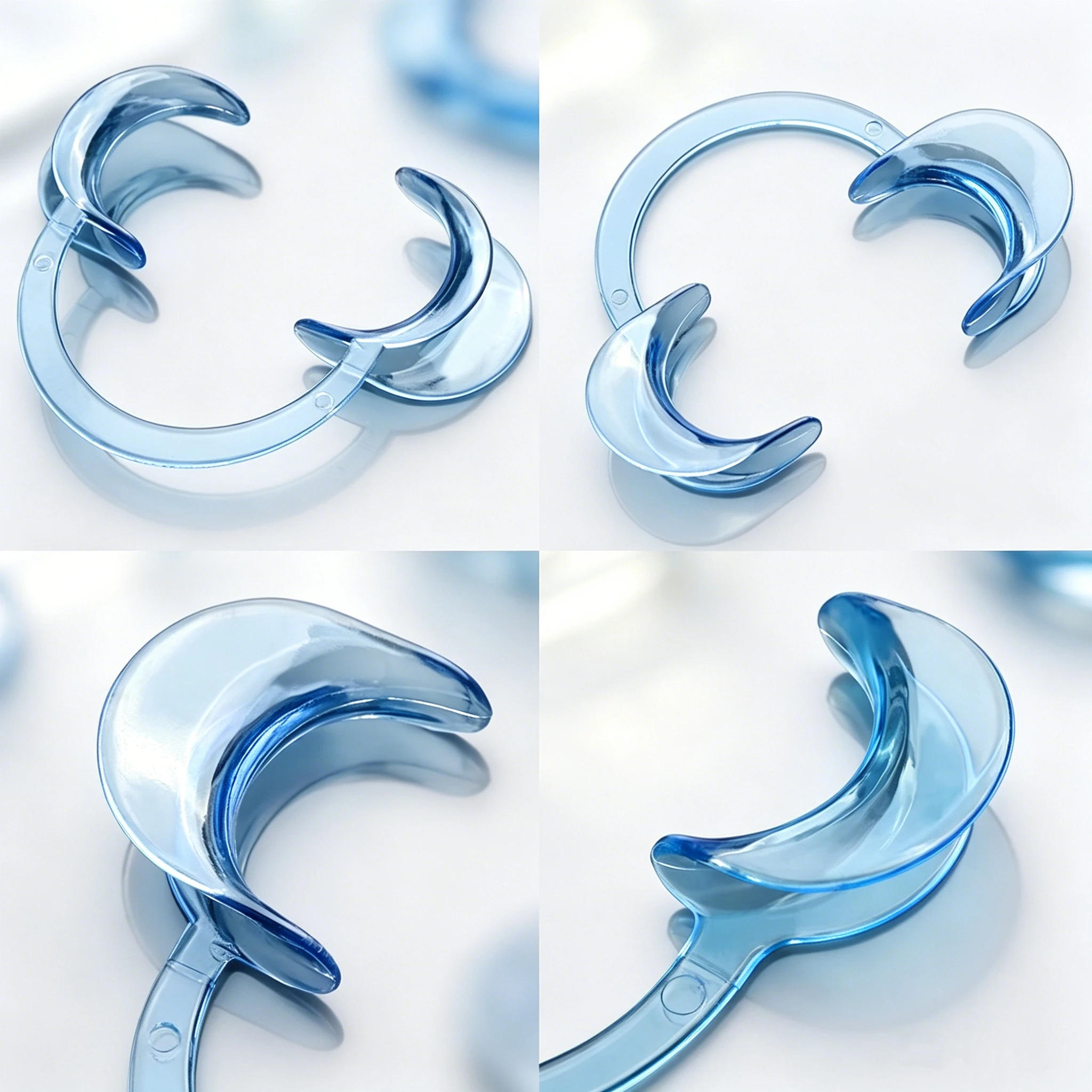 C Shaped Intraoral Cheek Lip Retractor Transparent Plastic Mouth Spreading Device Smooth Rounded Edge Design Oral Examination