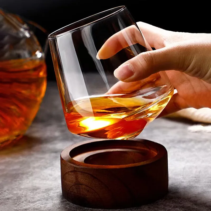 

380ml/460ml/530ml Creative Whiskey Glass Rotating Foreign Wine Glass Transparent Cold Drink Mug Bar Tumbler Cup Drinking Glasses