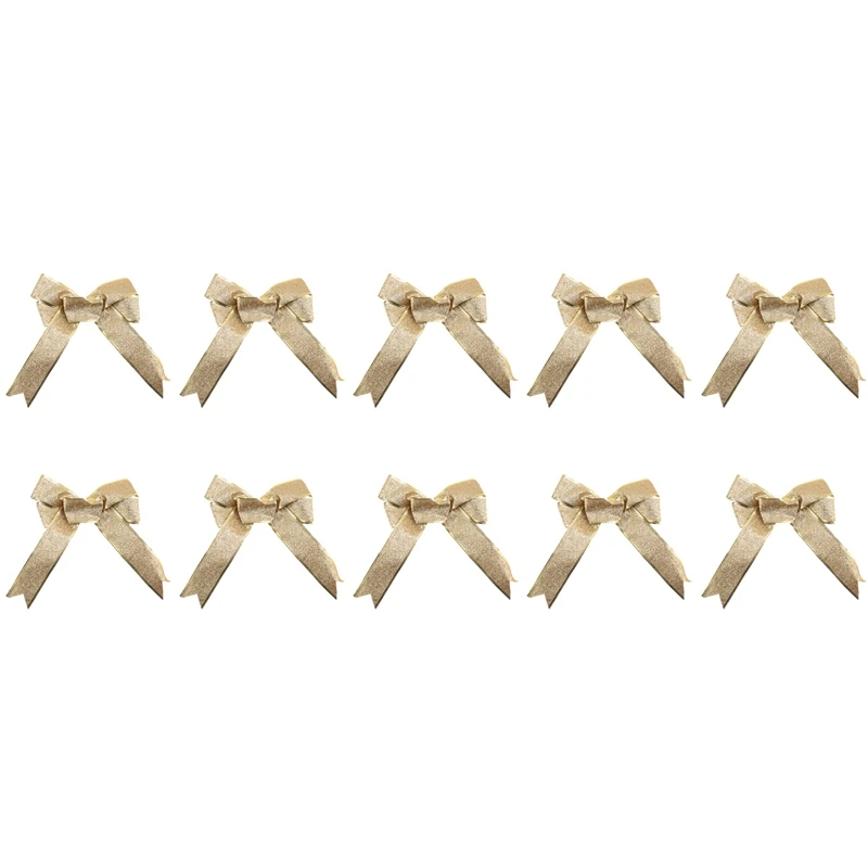

10PCS Christmas Tree Decoration Bows Ribbon Gold 25 x 21cm Xmas Ornaments