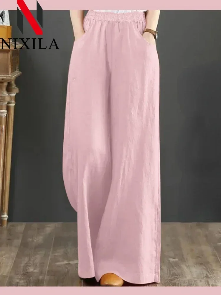 New Spring Summer Cotton Knitted Wide-leg Women's Pants Leisure Fashion Streetwear Elegant Loose Formal Pants for Women Clothing