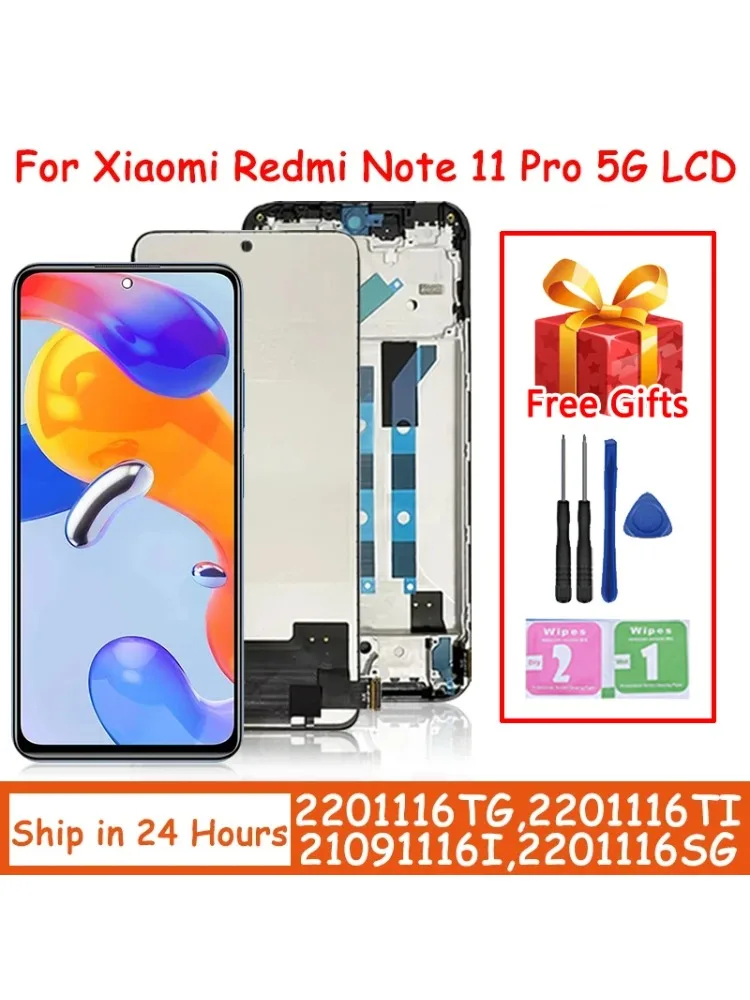 Ekran Wyświetlacza 2201116TG 21091116I do Xiaomi Redmi Note 11 Pro LCD Ekran Dotykowy Digitizer Note 11 Pro 5G Ramka Wyświetlacza — zdjęcie produktu 7