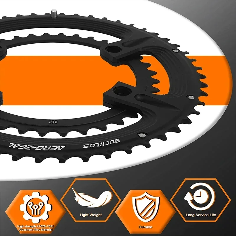 BUCKLOS Road Bike Chainring 110 BCD Chainring 4Hole 5Hole 34/36/39/50/52/53T Chainwheel Double Speed Road Bicycle Crown