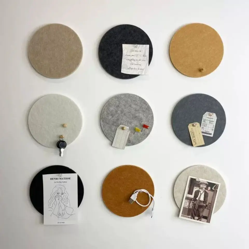 

Simple Nordic Circular Felt Wall Stickers Message Board Cork Colored Felt Board Wall Decoration Bedroom 3D Thick Sticker Decor