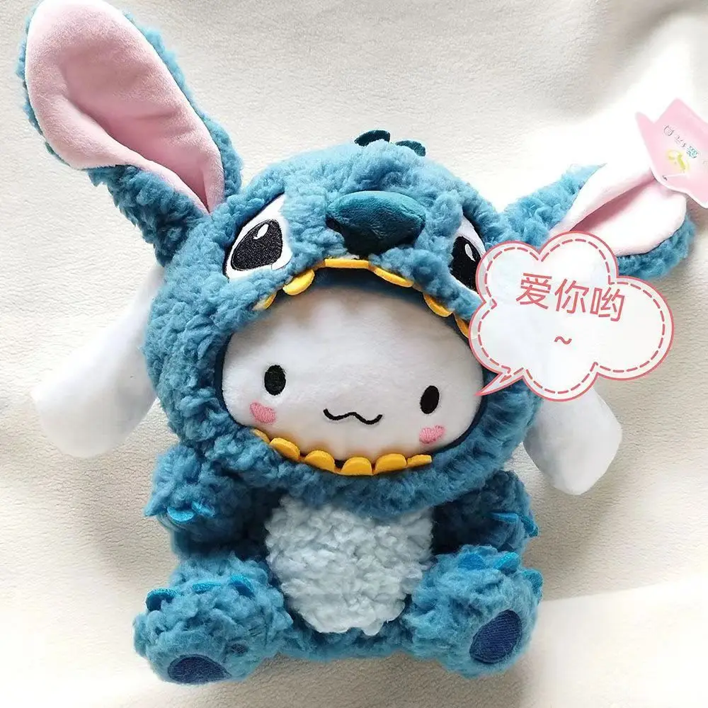 

25cm Sanrio Cinnamoroll Cosplasy Stitch Plush Toys Disney Stuffed Animal Dolls Soft Anime Toy Home Decor Plushie Toy Girl Gift