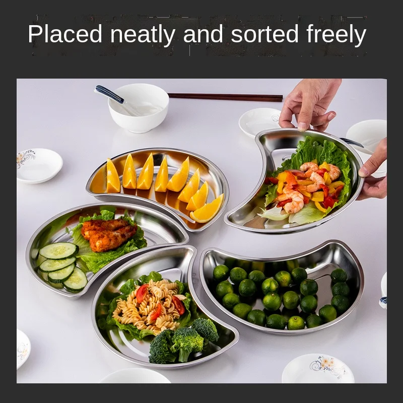 

Steel Reunion Plate Tableware Combination Small Dish Plate Set Household Four Dishes One Soup round Plate Divided Fruit Plate