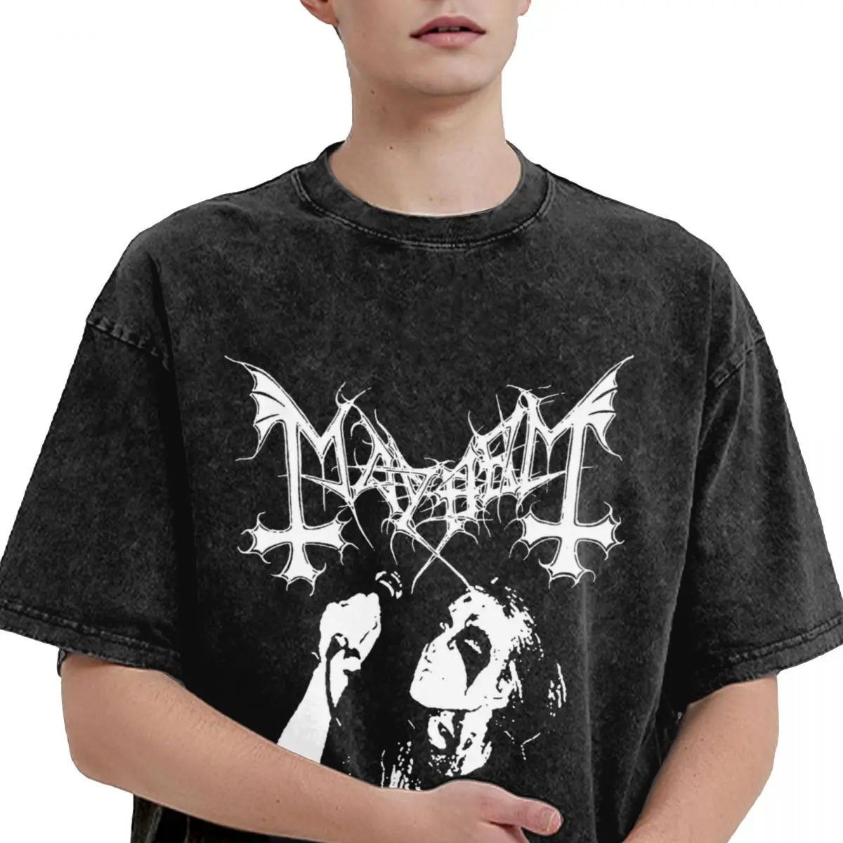 Mayhem Death Metal T Shirt Hip Hop Washed 100% Cotton Harajuku T-Shirt Music Band Men Women Tops Streetwear Graphic Tee Shirt