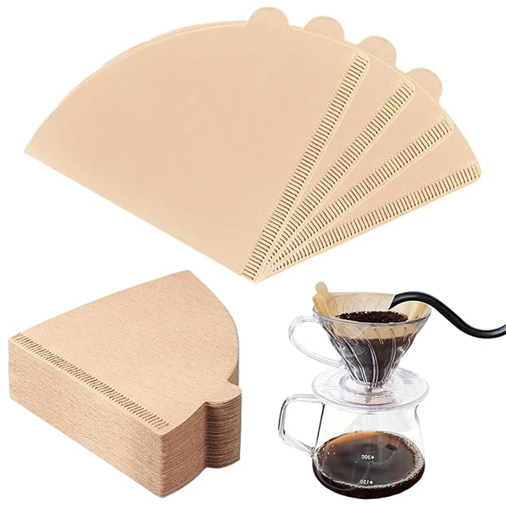 

100PCS Coffee Filter Paper V-Shaped Wood Pulp Drip Paper Cone Coffee Strainer Bag Espresso Tea Infuser Accessories