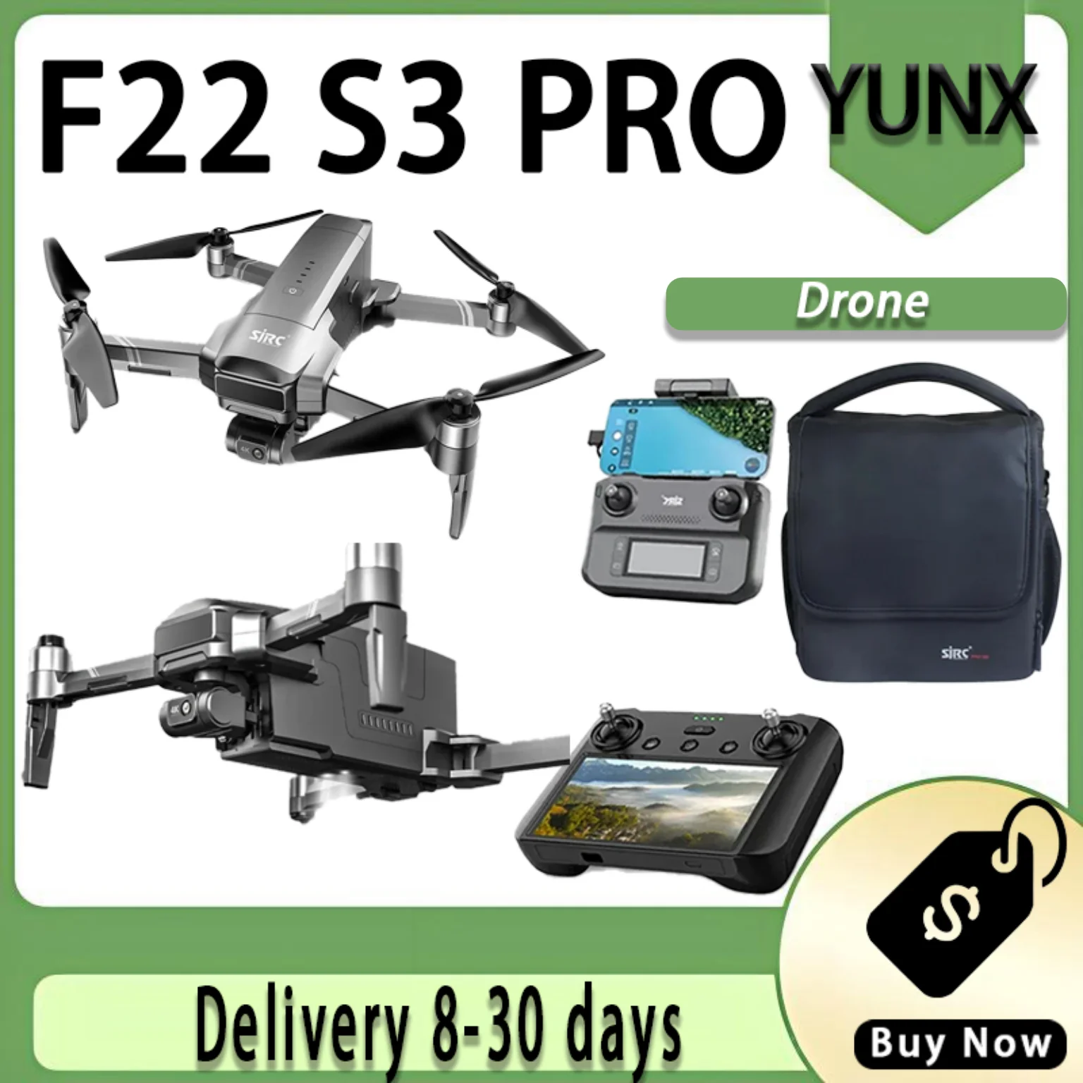 

SJRC F22 S3 PRO Drone 4K HD Camera 3-Axis Gimbal EIS 5G WiFi FPV GPS Brushless Foldable RC Quadcopter