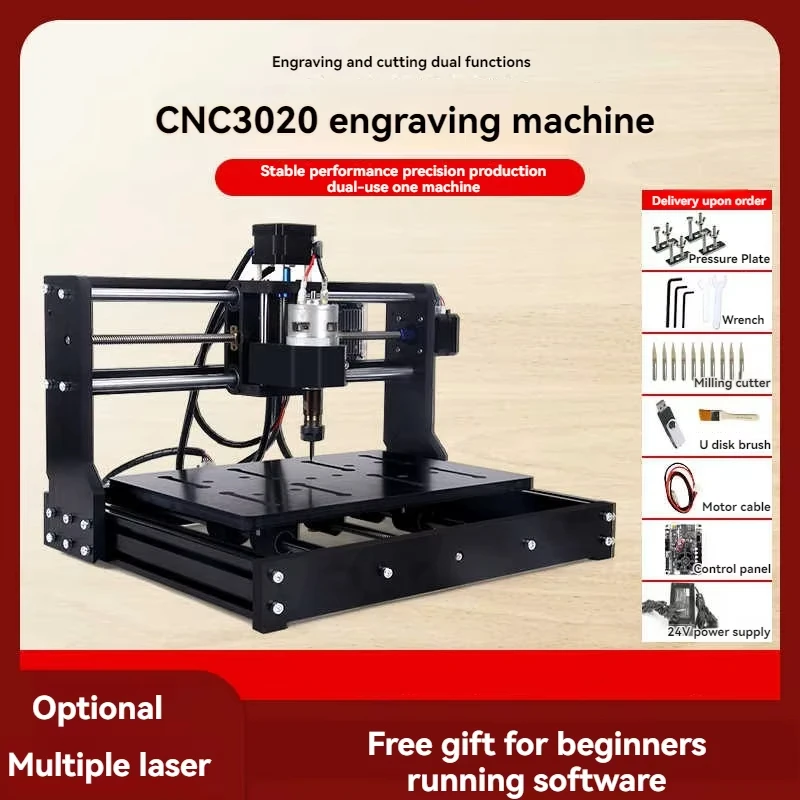 

All-Metal CNC Router Machine CNC3020Plus XYZ 3 Axis Linear Guides with 100W 500W Spindle for Aluminum, Copper, Wood, Acrylic