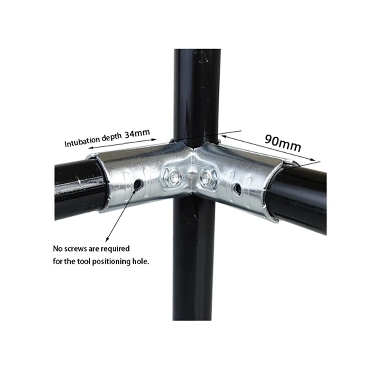 Galvanized Steel Pipe Tee Connector 3 Way T Joint Fitting For 25mm 32mm Tube Framework Shelving Construction Hardware