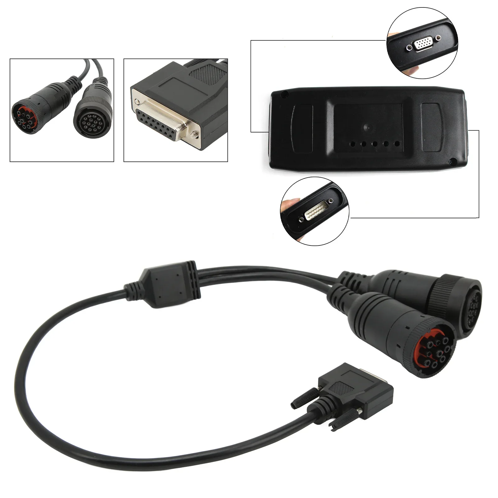 14Pin 9Pin Diagnosis Cable Adapter 457‑6114 ABS Rubber High Flexibility for ET3 OBD2 317‑7485