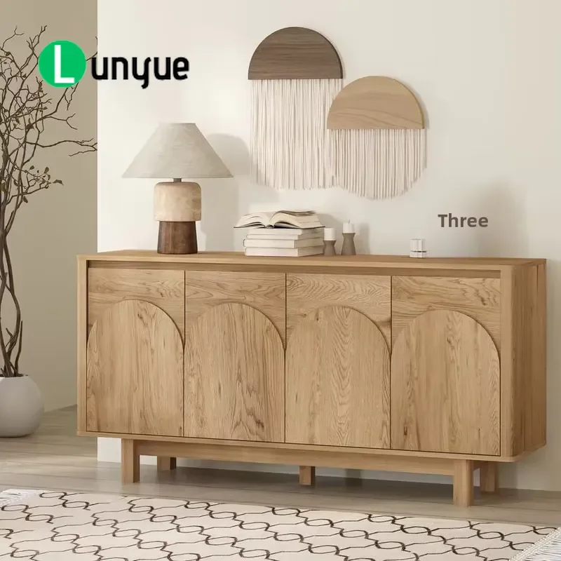 Medieval Style Solid Wood Dining Side Cabinet Retro Coffee Tea Storage Cupboard for Living Room Entrance E0 Eco Friendly