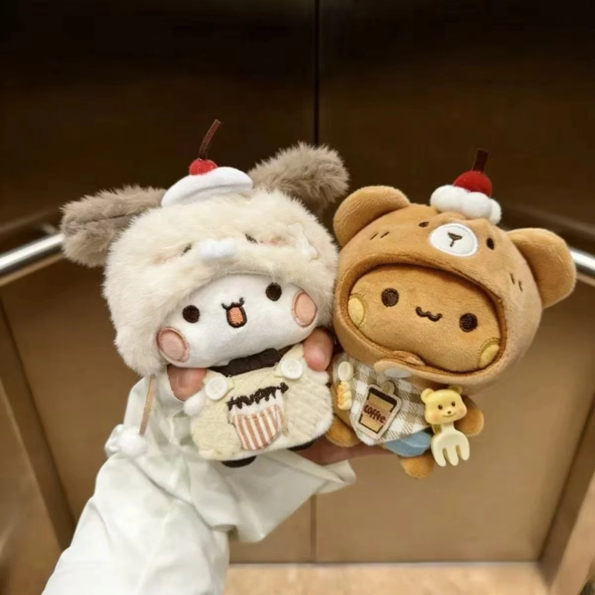 Cute Dessert Coffee Theme Plush Keychain CartoonYier Bubu Stuffed Doll With Removable Clothes Bag Pendant Gift view 5
