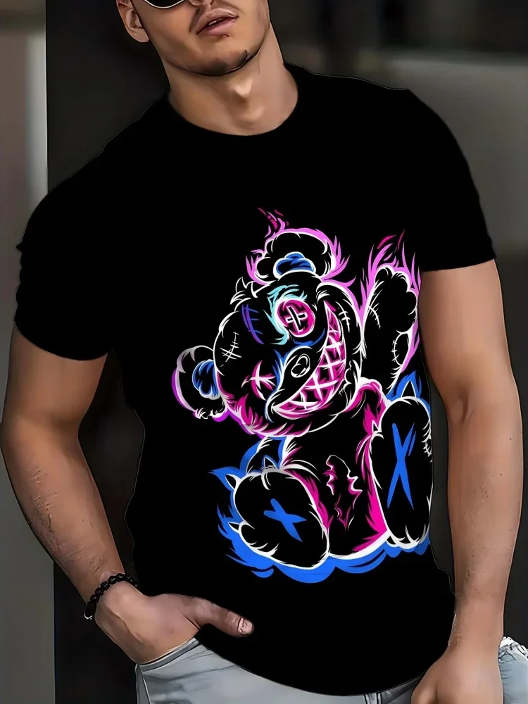 Tiger Leopard 3D Print Pattern Men's Summer T-Shirt Outdoor Sports Fitness Party Breathable Casual Short-Sleeved Shirt
