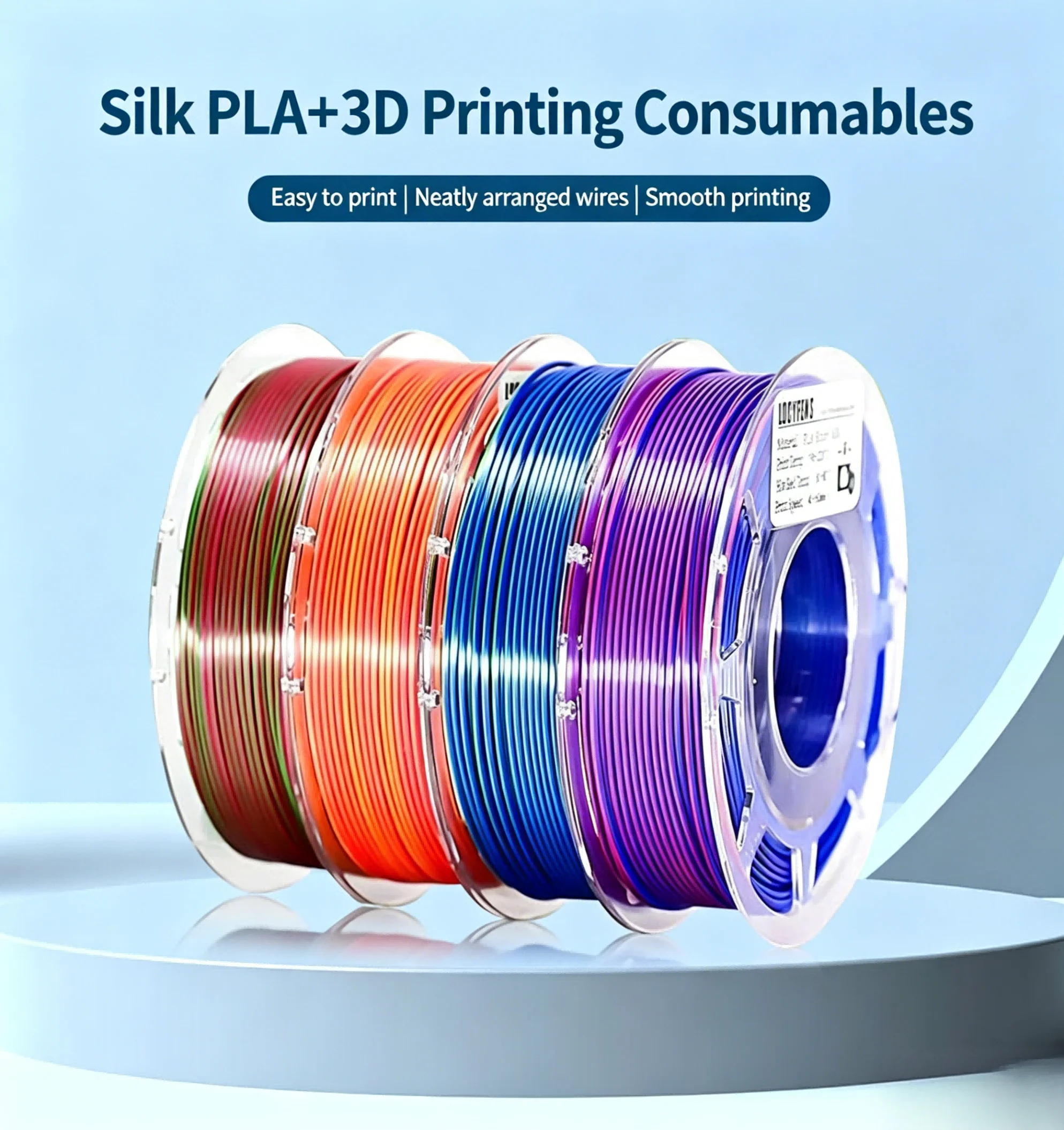 

1.75mm PLA Silk 3D Printer Filament 2/3 Color Rainbow Gradient FDM Printing Material Neatly Wound for Desktop 3D Printers