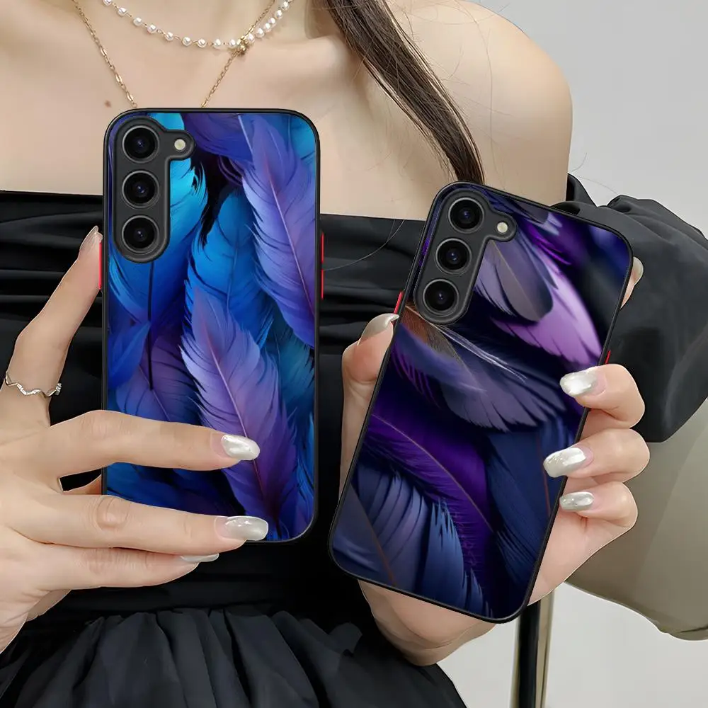 

Эстетичный чехол для телефона с перьями для Samsung Galaxy S25 S24 S23 S22 S21 Plus FE Ultra, красочный силиконовый чехол, красивый