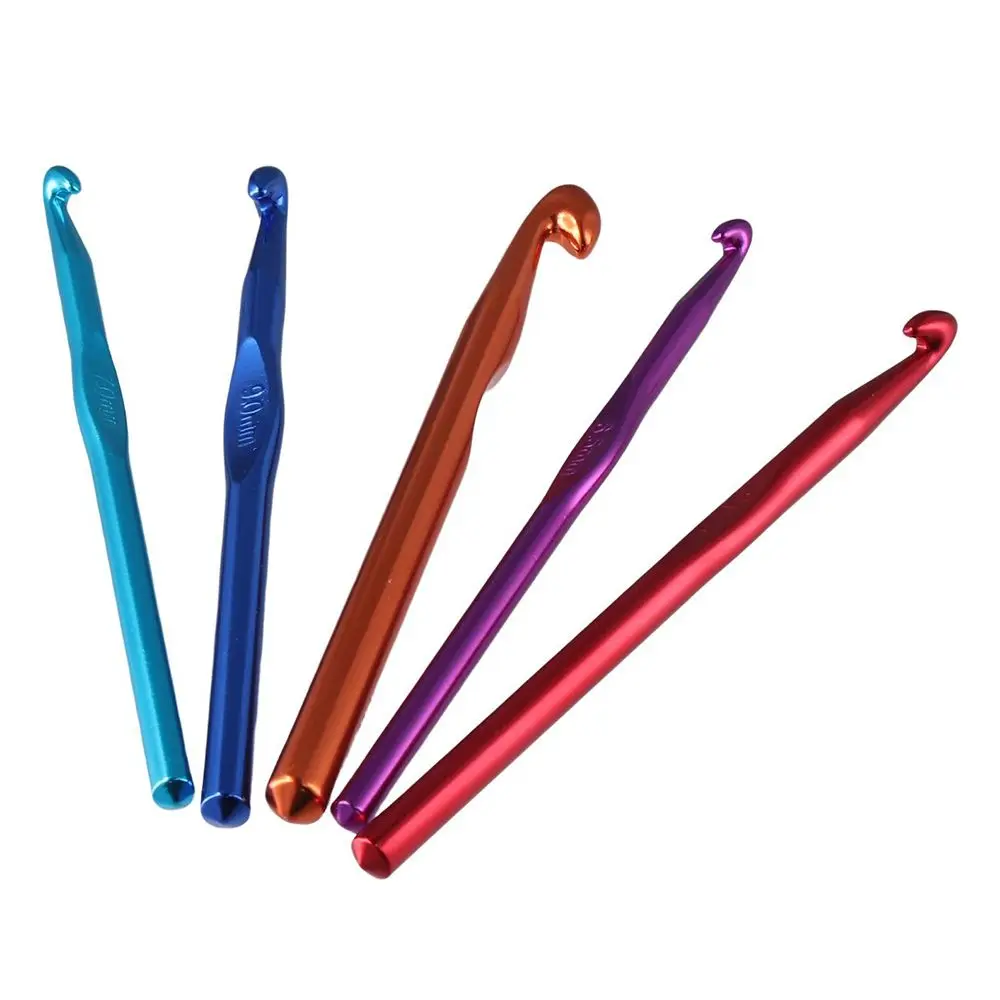 6.5 مللي متر ، 7 مللي متر ، 8 مللي متر ، 9 مللي متر ، 10 مللي متر ، 12 مللي متر ، 15 مللي متر خطاف كروشيه كبير الألومنيوم 7 قطعة/المجموعة أداة النسيج الحياكة الكبيرة