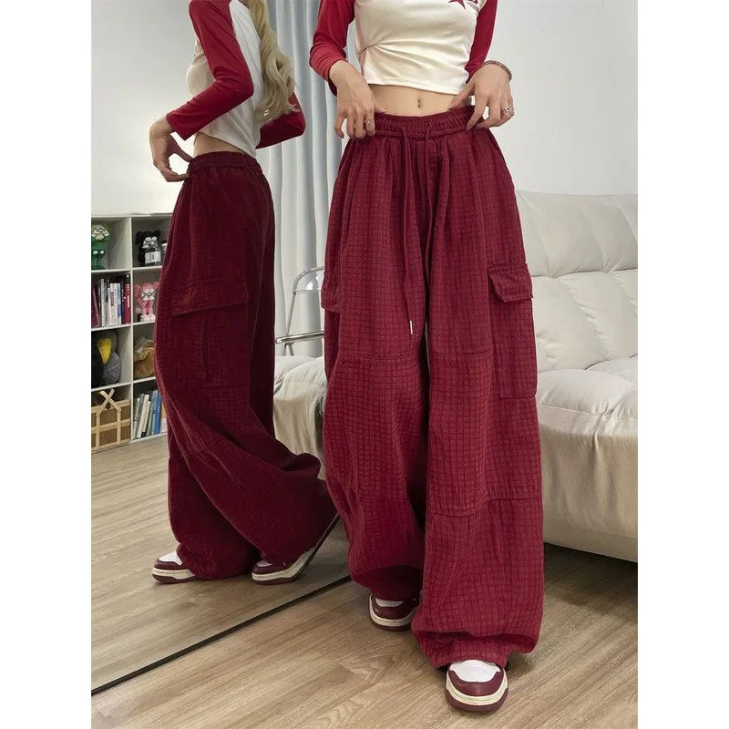 Shpmishal  American Fashion Retro Work Pants 2024 Women's Autumn High Waist Loose Slimming Casual Pants Trend Female Clothing