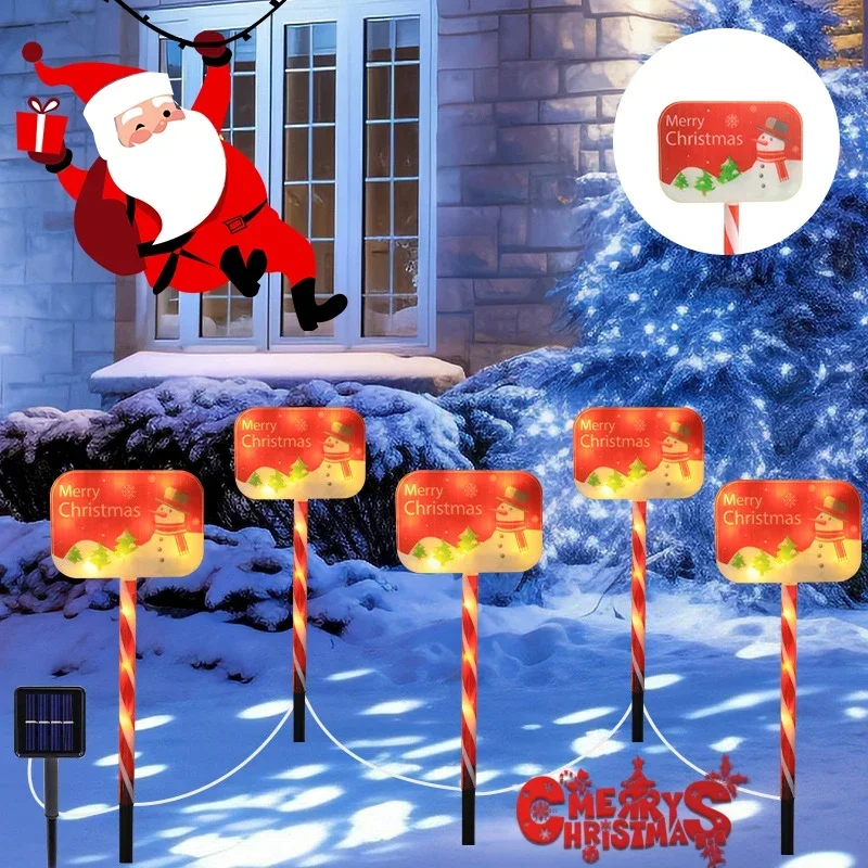 

LED Outdoor Christmas Solar Lamp Santa Claus Pumpkin Candy Cane Waterproof Lawn Lamps for Halloween Party Porch Yard Decorations