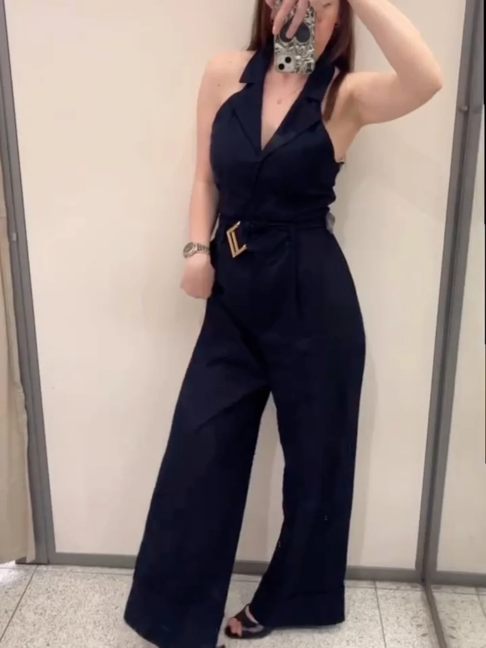 Women's Retro Fashion Linen Jumpsuit with Belt 2025 New High Waist Wide Leg Pants Commuter Casual Pants
