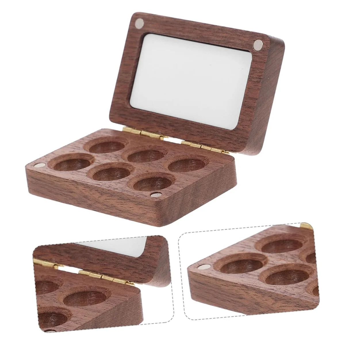

AA98 Empty Palette 6 Grids Portable Wooden Acrylic Paint Box Wood Palette Tray Travel Palette Black Walnut