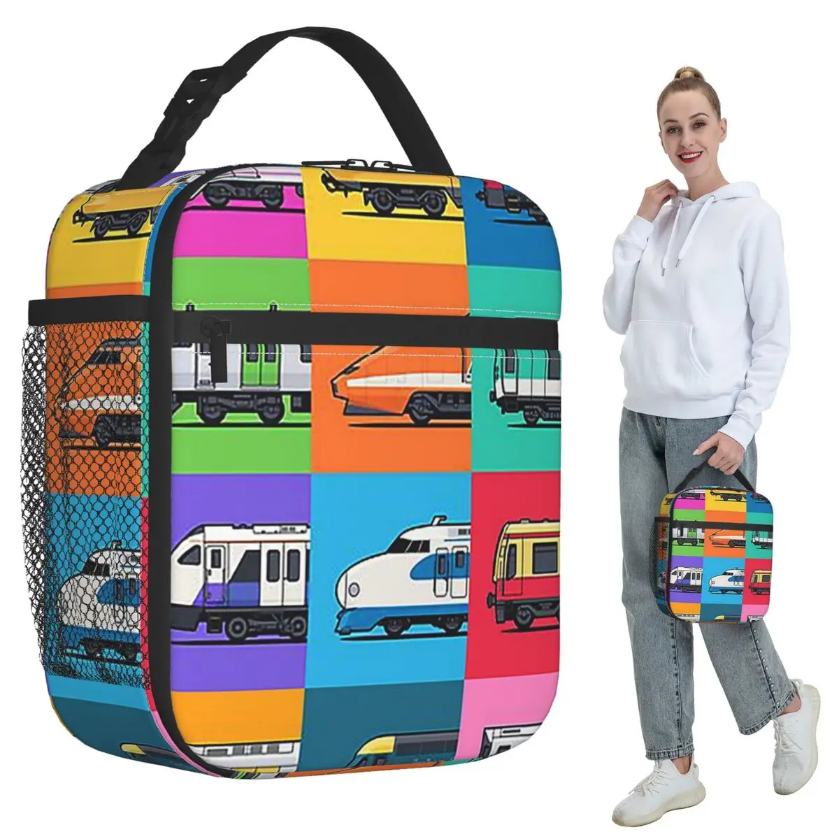 

Термосумка для обедов World Trains с сетчатым узором для женщин, офисная термосумка-холодильник, портативный контейнер для еды